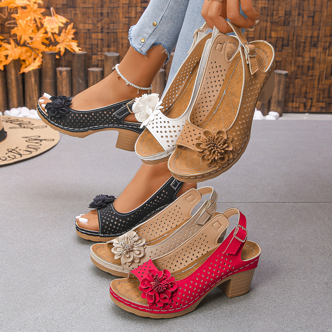 Dames Slingback-sandaler med florale accenter Stilla