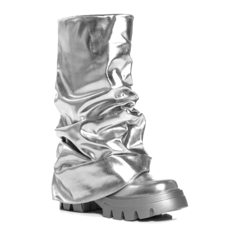 Femme Slouchy Metallic Over-knæ-støvler Stilla