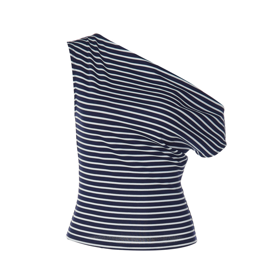 Damer En-sidet Skulderfri Top med stribet design Skovae