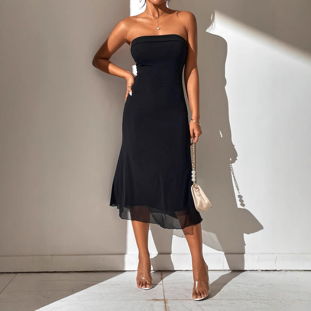 Dame Midi-kjole med smal pasform og elegant bustier-look Stilla
