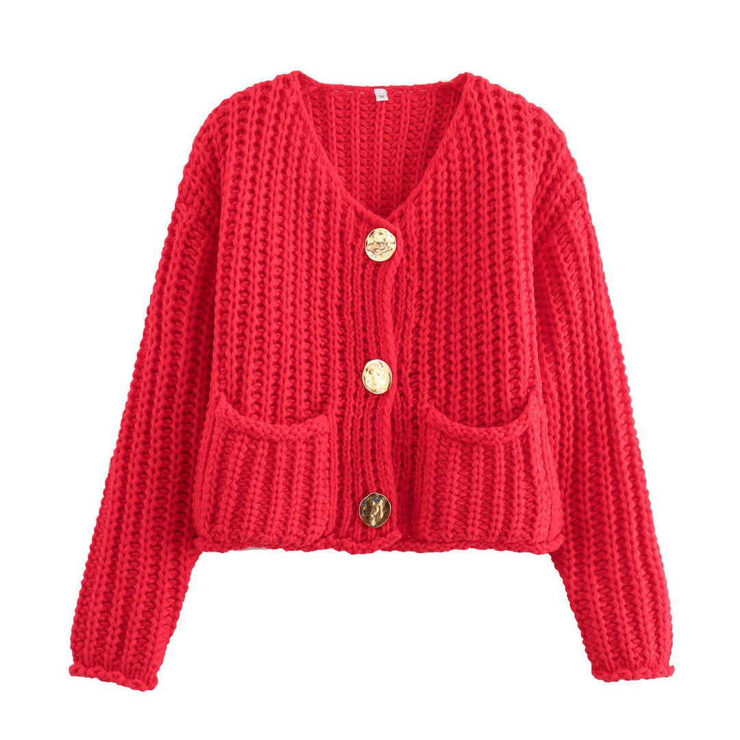 Femme Chunky Strikjakke med frontlommer Stilla