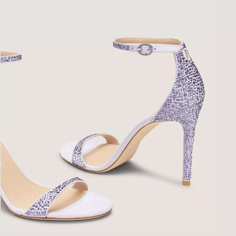 Femme Strappy Strass-dekorerede hæl sandaler Stilla