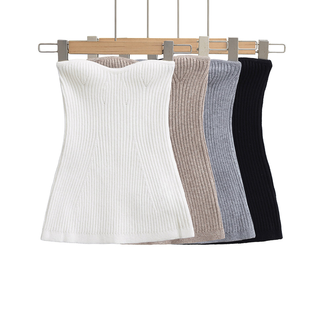 Dame Bandeau-top med fin ribstruktur og elastisk støtte Stilla