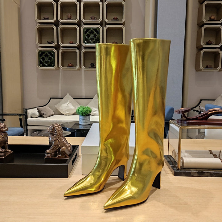 Femme Højhælede Metallic Over-knæ Støvler Stilla