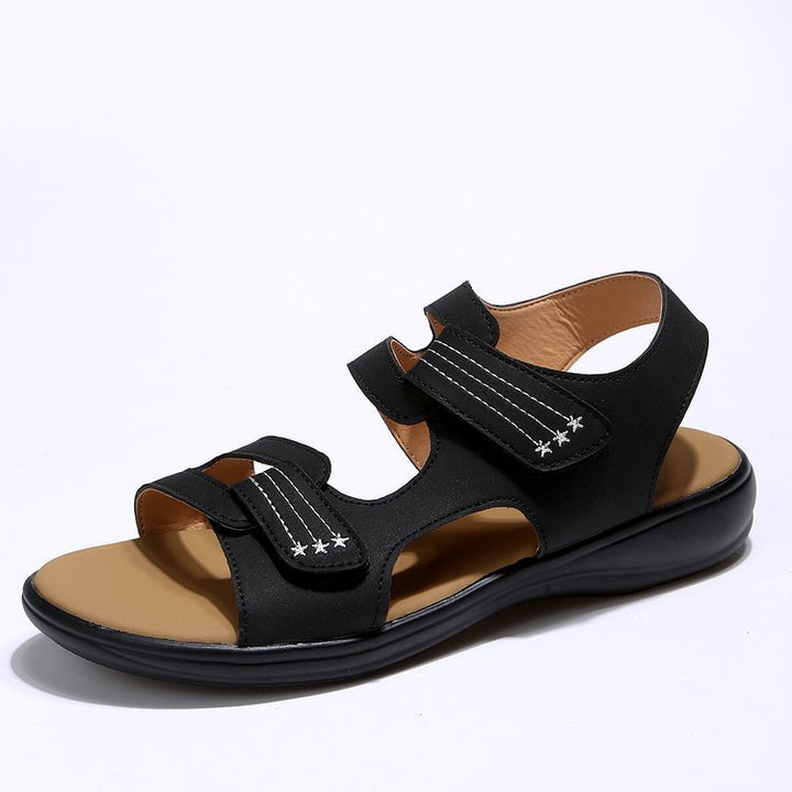 Dame Behagelige Velours-Sandaler med dobbelt Velcro-lukning og anatomisk fodseng Stilla