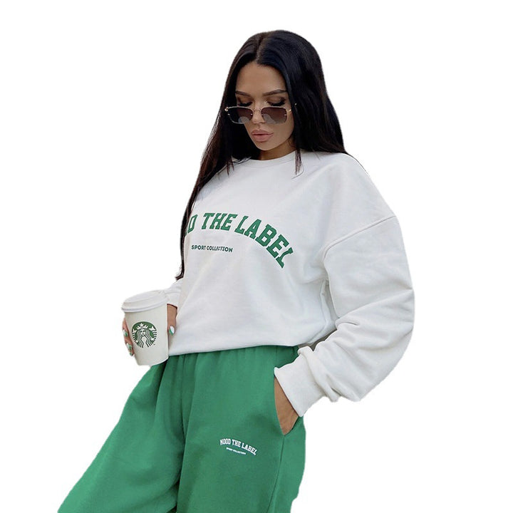 Dame Sporty Oversized Sweatshirt med kreativt skrift Stilla