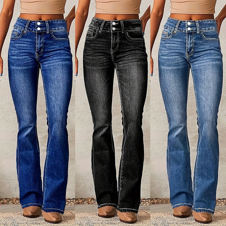 Dame Flared Jeans med høj talje og fleksibel pasform Stilla