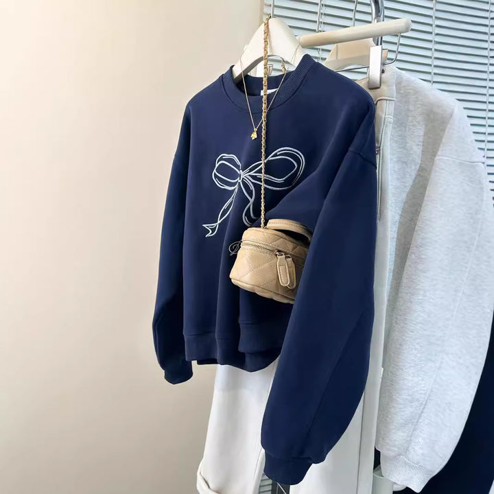 Dame Casual Sweatshirt med legende sløjfedetail Stilla