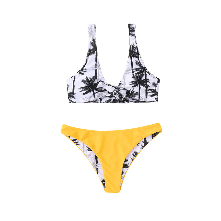Dame Bikini-sæt med trendy knude-design og høj benudskæring Stilla