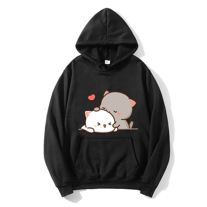 Kvinders hætte sweatshirt med sødt katte design Skovae