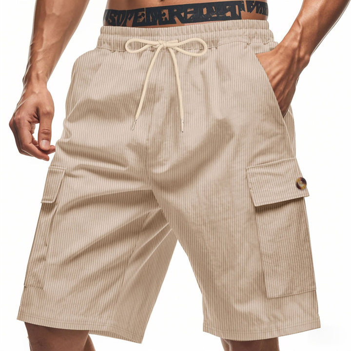 Herrer cargo shorts med klassiske striber og praktiske sidelommer Stilla