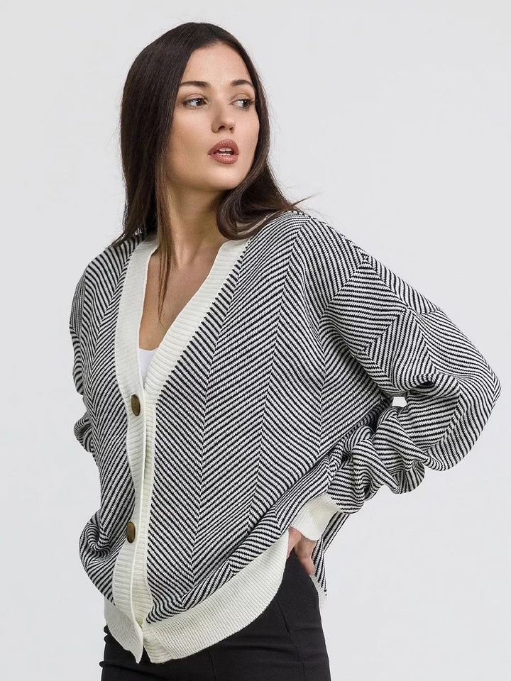 Femme Stilfuld Chevron-mønster Cardigan Stilla