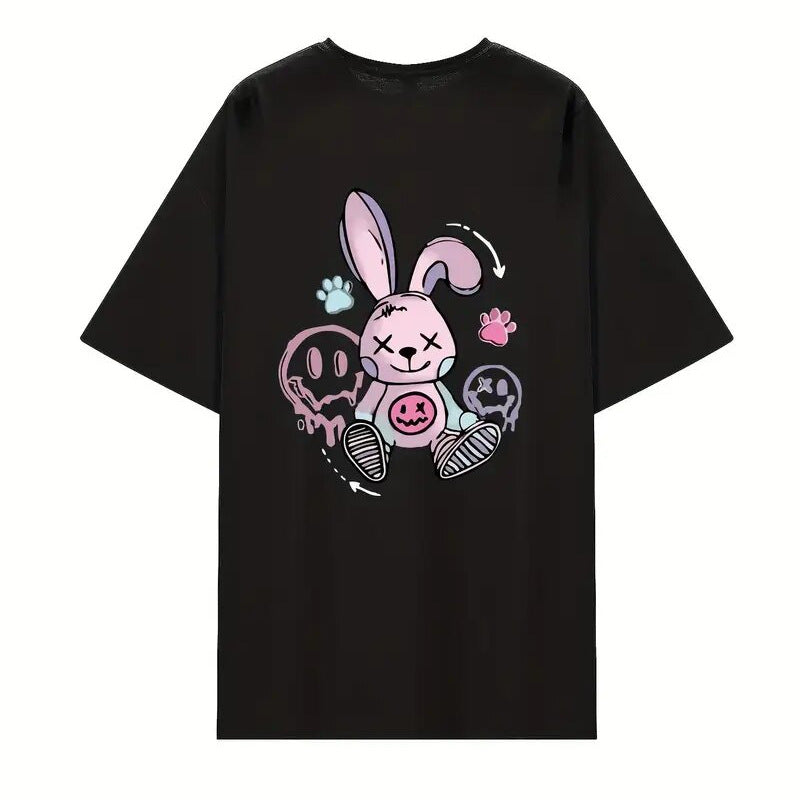 Dame afslappet T-shirt med kunstnerisk Bunny-motiv og grafiske detaljer Stilla