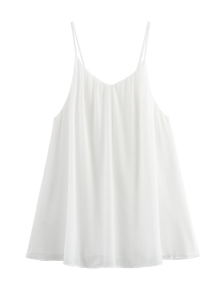 Femme Flydende V-udskæring Spaghetti strop Bluse Stilla