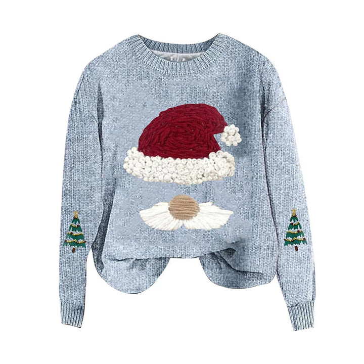 Dame julesweater med broderet julesmand-motiv og afslappet snit Stilla
