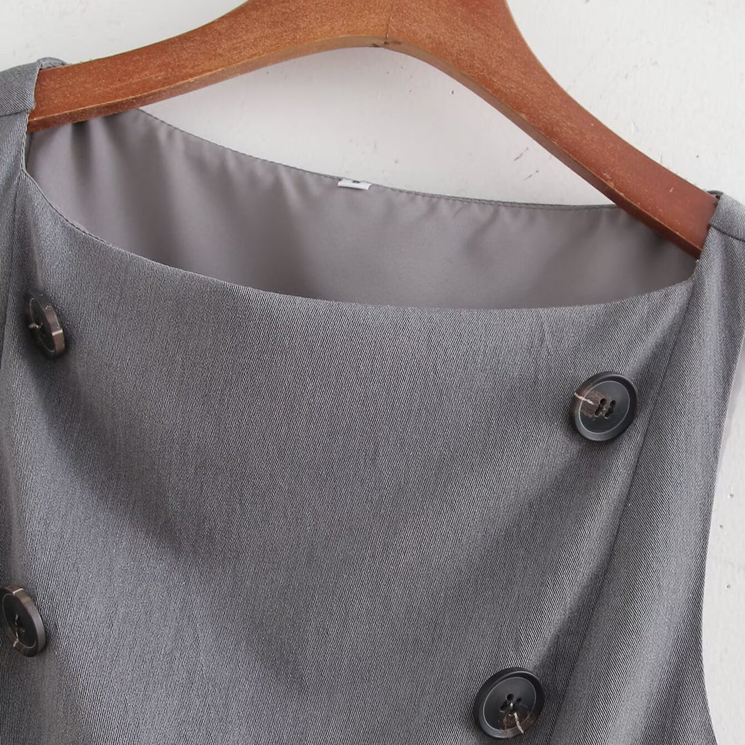 Dame Tailored Peplum-bluse med knapdetalje Stilla