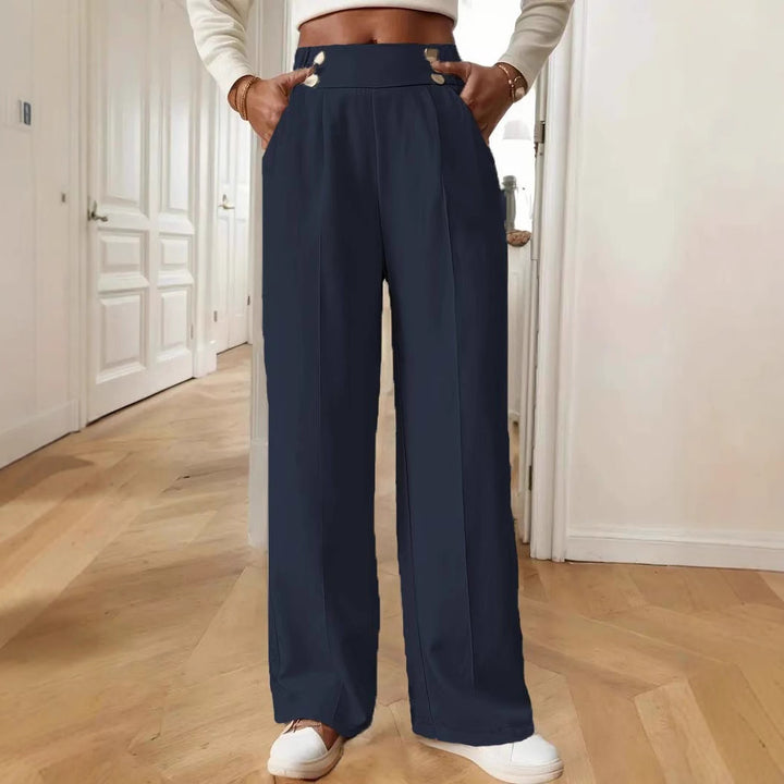 Dame Baggy Bukser med dekorative Knapper Stilla