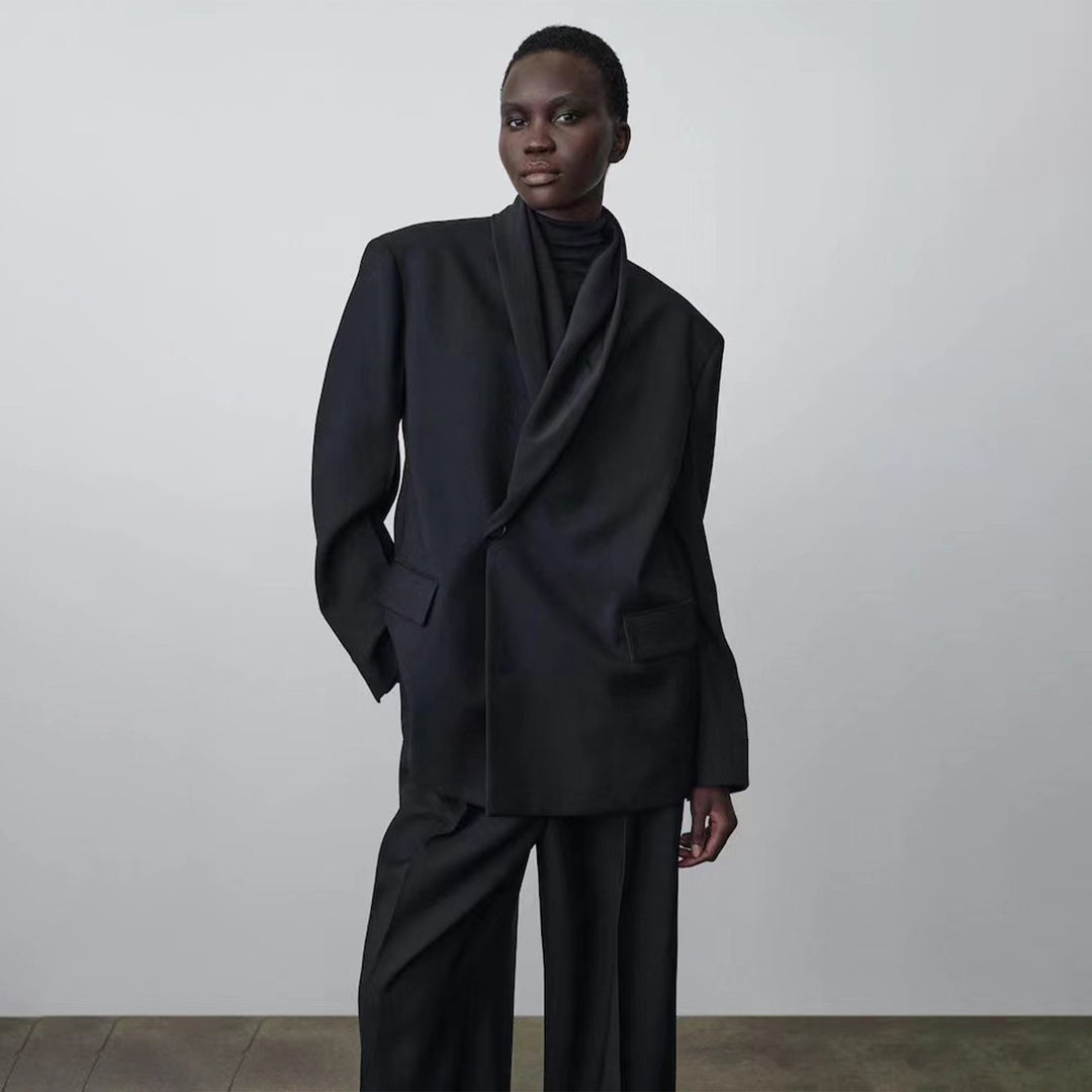 Kvinders Moderen Oversize Blazer med Draperet Front Stilla