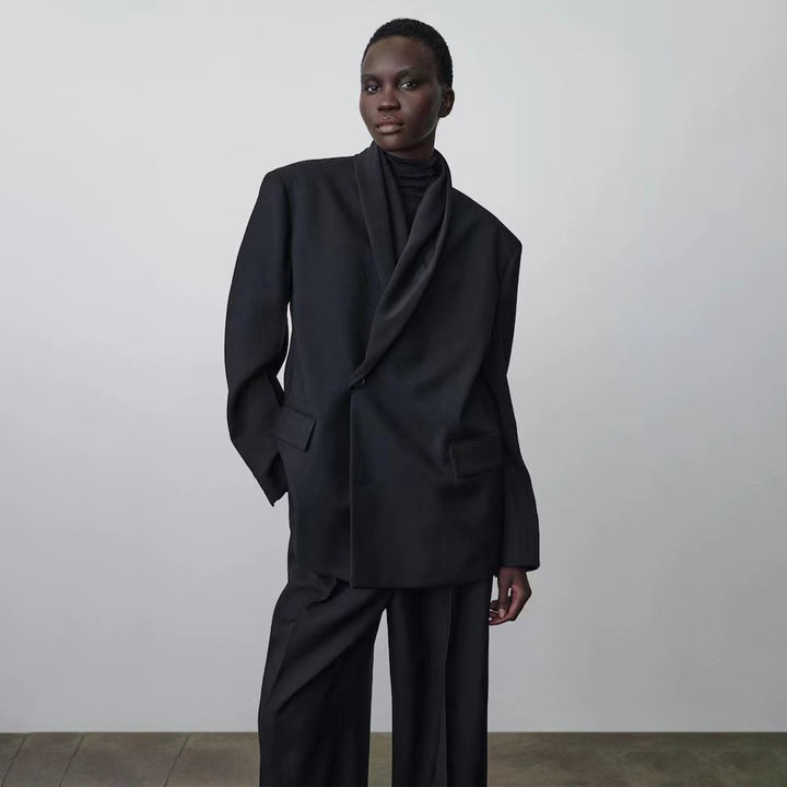 Kvinders Moderen Oversize Blazer med Draperet Front Stilla
