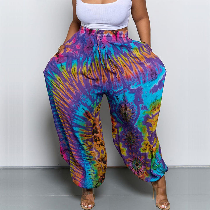 Dame Bred Batik-Haremshose med elastisk Bund Stilla
