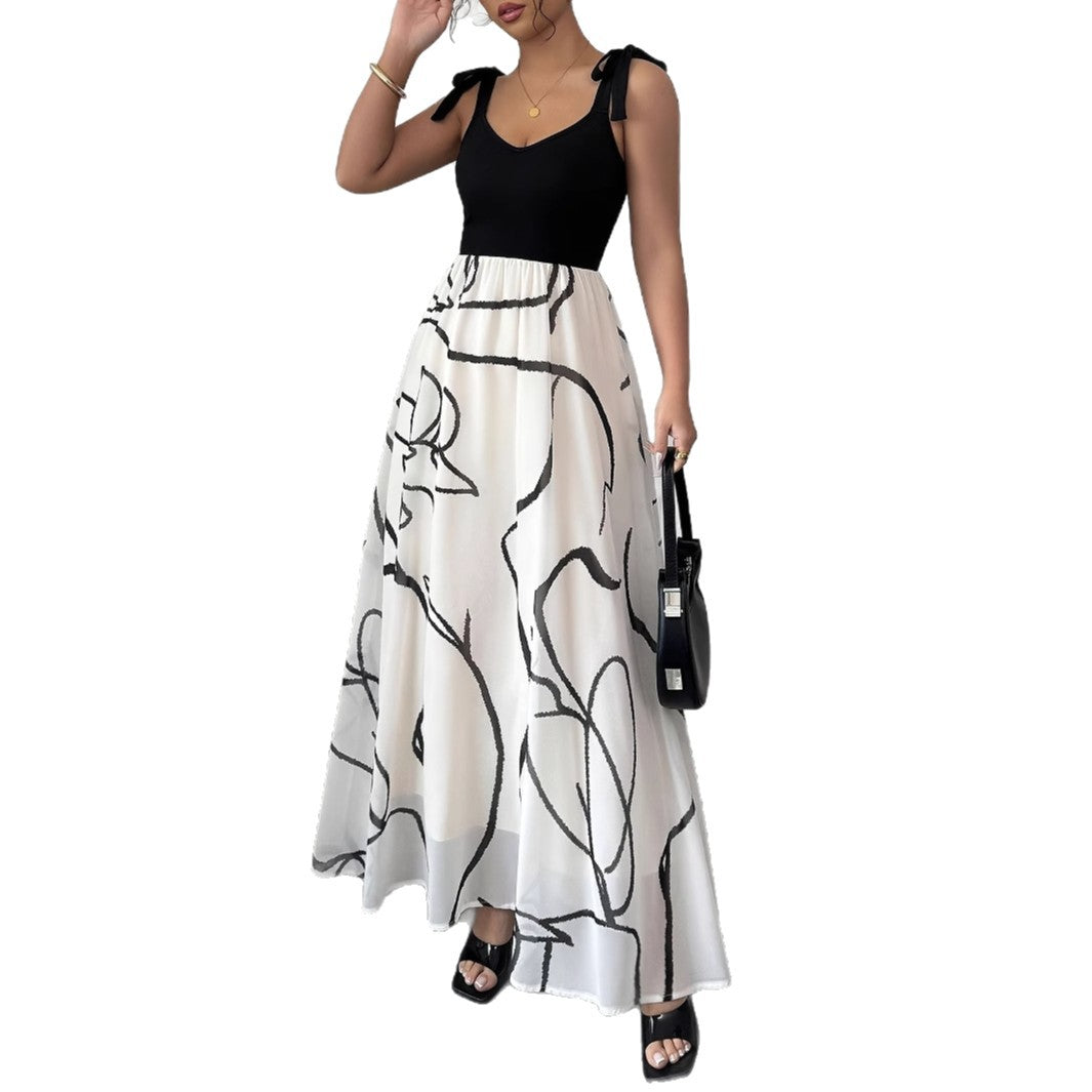 Femme Maxi Kjole med Kunstnerisk Design Stilla