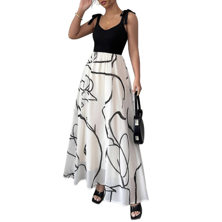 Femme Maxi Kjole med Kunstnerisk Design Stilla