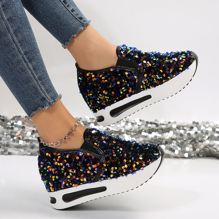 Dame Wedge-sneaker med glitrende palietter og skridsikker sål Stilla