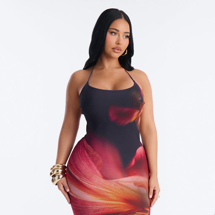 Damen Maxikleid mit aufregendem Blumenmuster und elegantem Schnitt Skovae
