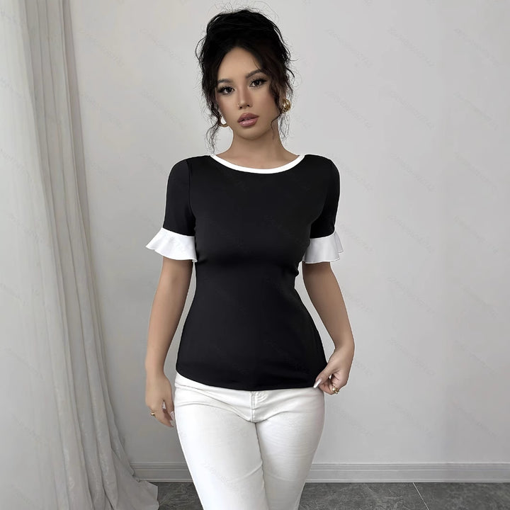 Dame Elegant Ruffled Sleeve Top Stilla