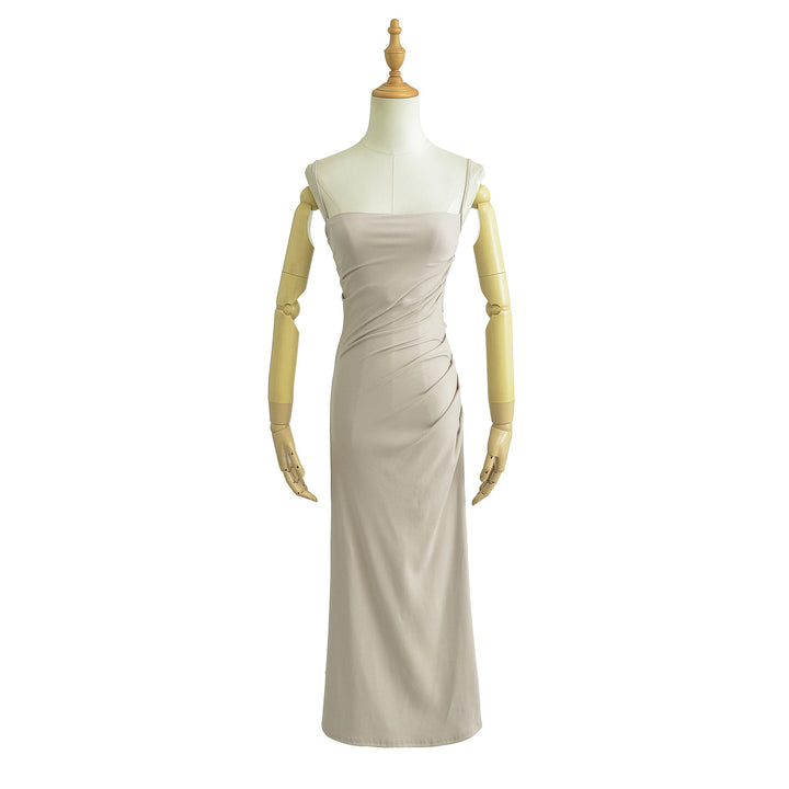 Dame elegant Maxikjole med raffinerede draperinger og svajende kant Stilla