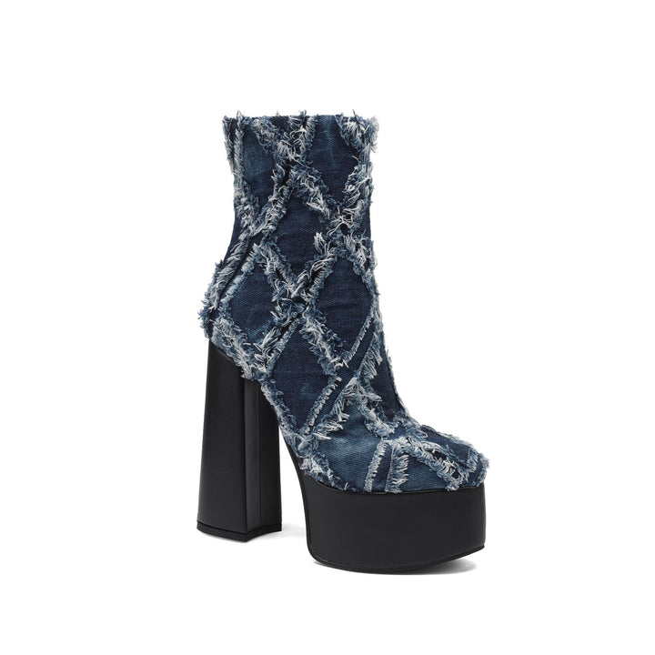 Femme High-Fashion Denim Platform Støvletter Stilla