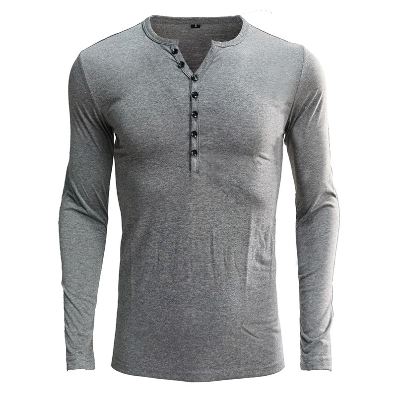 Herrer Langærmet Henley-Shirt i blød jersey med moderigtigt knapdesign Stilla