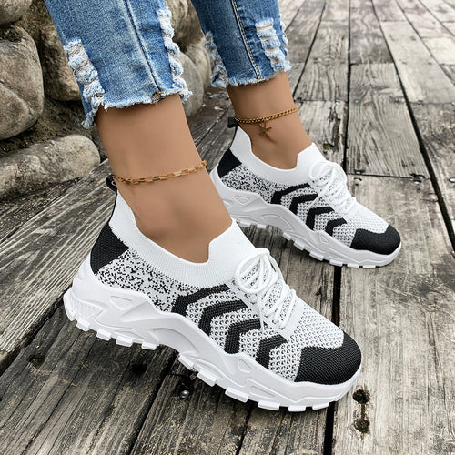 Dame Sporty Lifestyle Sneakers med åndbart strikket overflade og stødabsorberende sål Stilla