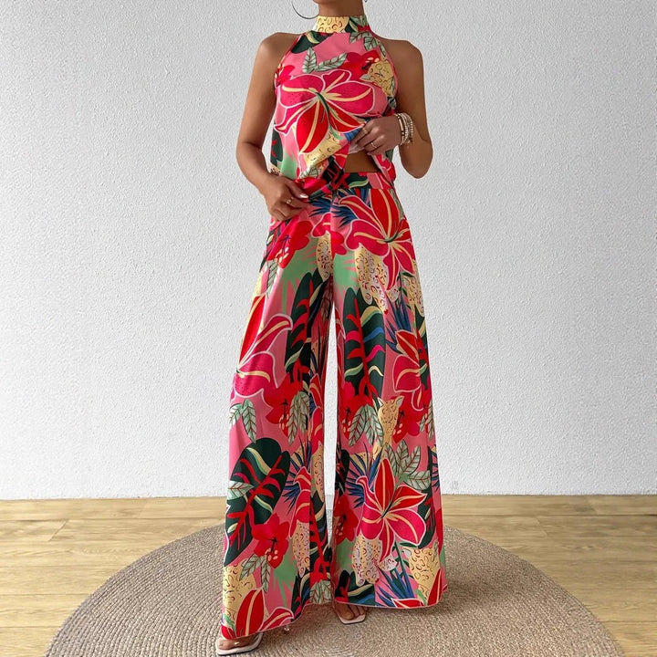 Dame blomsterprint halter overall Stilla