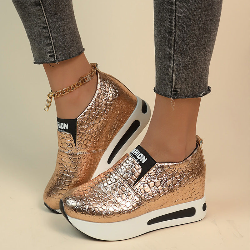 Dame Slip-On Sneakers med glitrende overmateriale og skridsikker sål Stilla