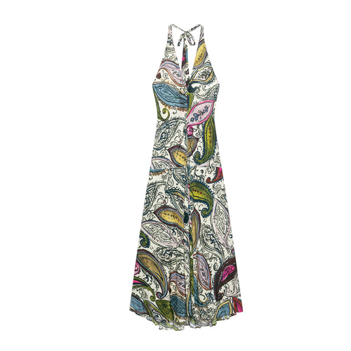 Femme Halter-Neck-Maxikjole med Paisley-tryk Stilla
