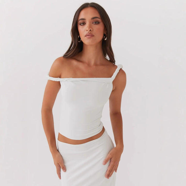 Dame Off-Shoulder Crop-Top med modefremhævende elementer Skovae