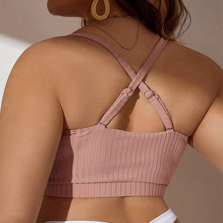 Damekombination af crop-top og bikini top med rynkning Skovae