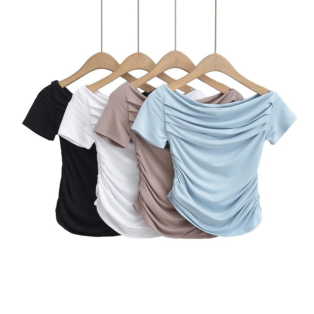 damer elegant overdel med raffinerede folder og smart off-shoulder design Stilla