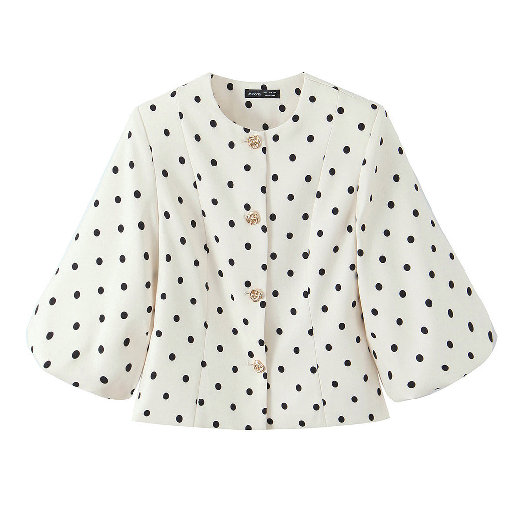 Dame elegant bluse med puffærmer og knapdetaljer Skovae
