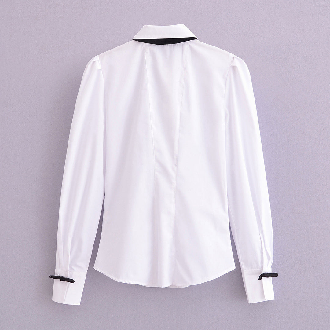 Dame Langærmet elegant Bluse med sløjfe-detalje Stilla
