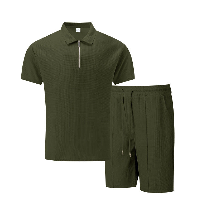 Herrer afslappet sportoutfit med standkrave og elastisk talje Stilla