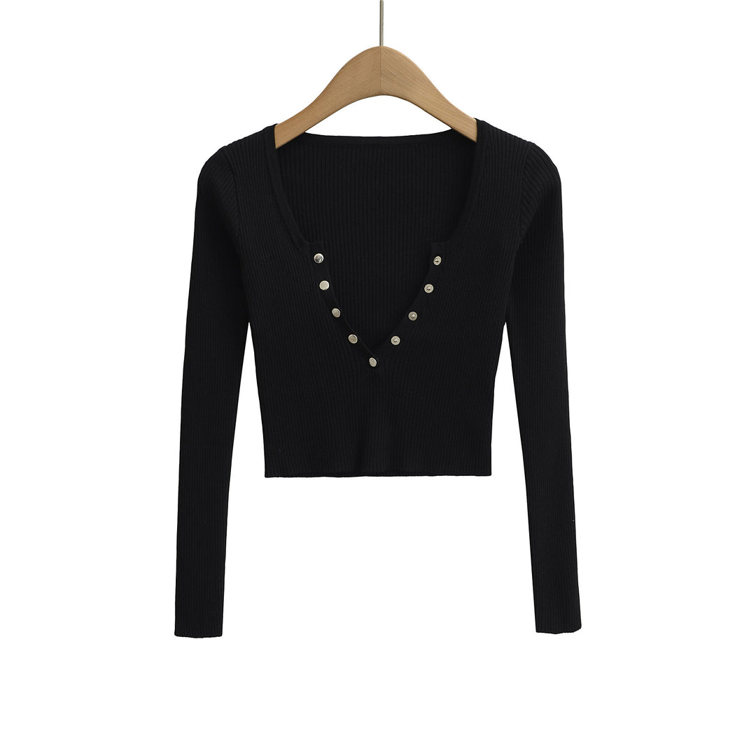 Dame Rib Langærmet Button-Up Top Stilla