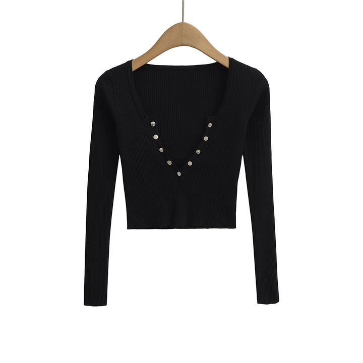 Dame Rib Langærmet Button-Up Top Stilla
