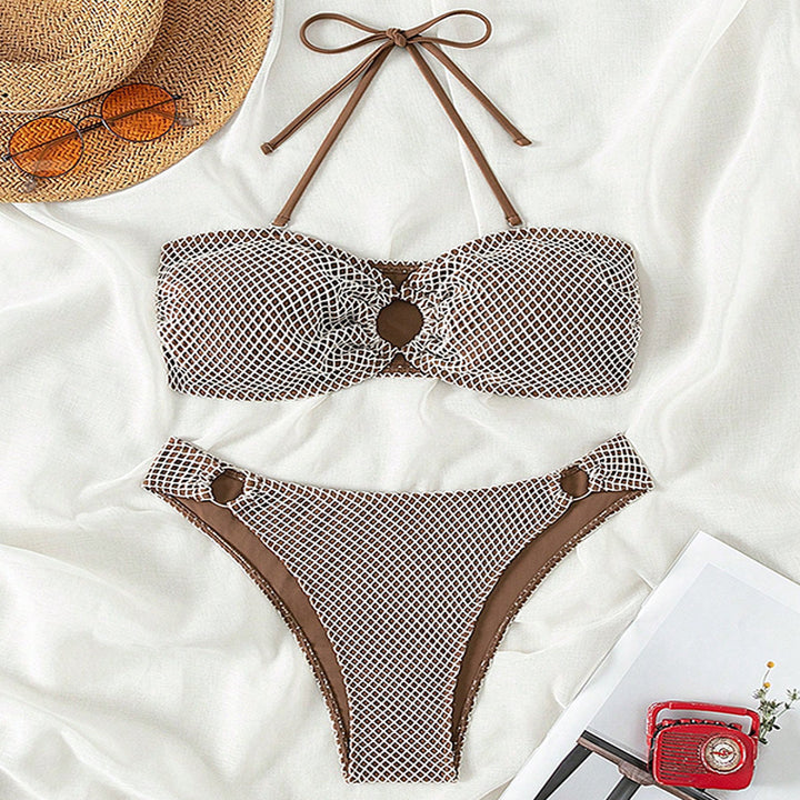 Dame net-bikini med ring-detaljer Skovae