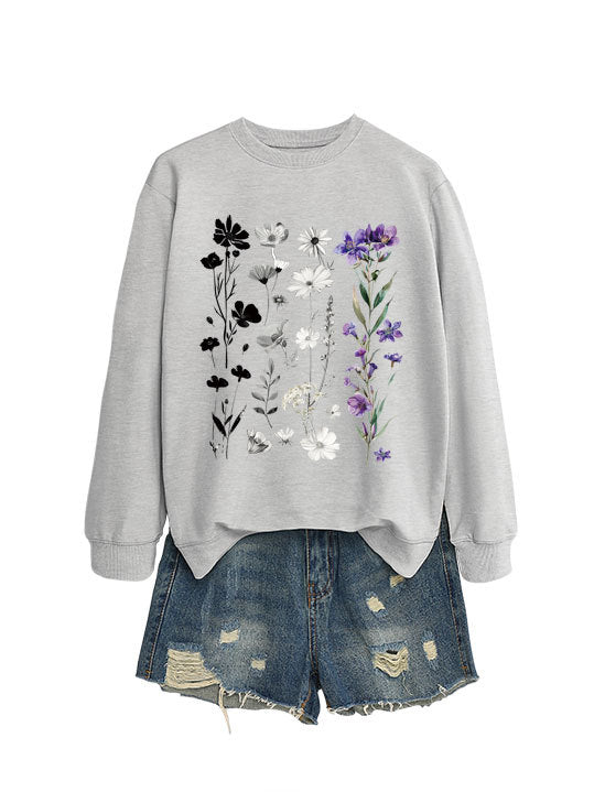 Kvinders sweatshirt med blomster grafikdesign og blødt inderfor Stilla