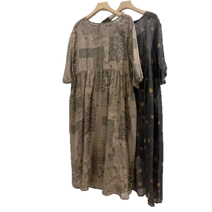 Femme Patchwork Floral Maxi Kjole Stilla