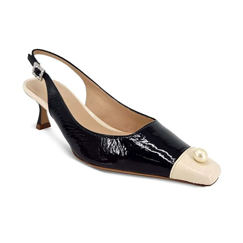 Femme Slingback Kitten Heel Pumps med perleaccenter Stilla