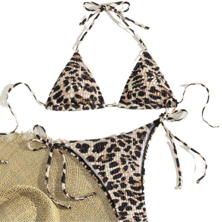 Dame Triangle-bikini med legende Leo-design og justerbare bånd Skovae