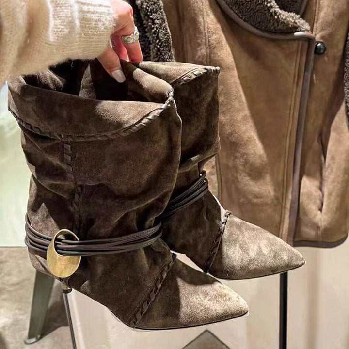 Dame Slouchy Anklet støvler med dekorativt spænde-detalje Stilla